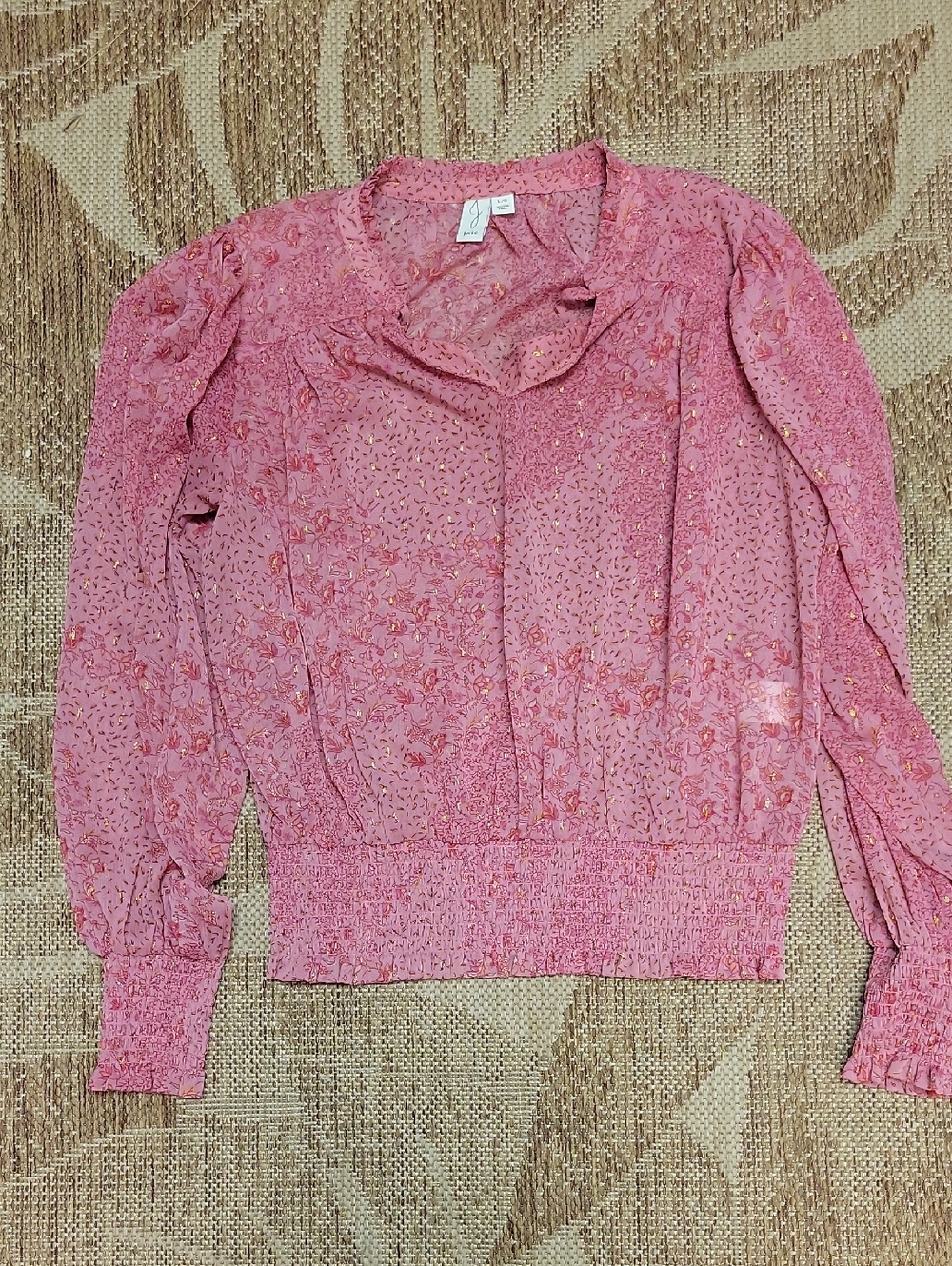 Joie Long Sleeve Pink Floral Sheer Top